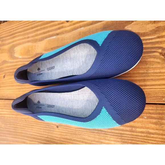 Clarks Womens Navy Teal Knit Flats Size 8 Cloudsteppers Shoes - Picture 9 of 9